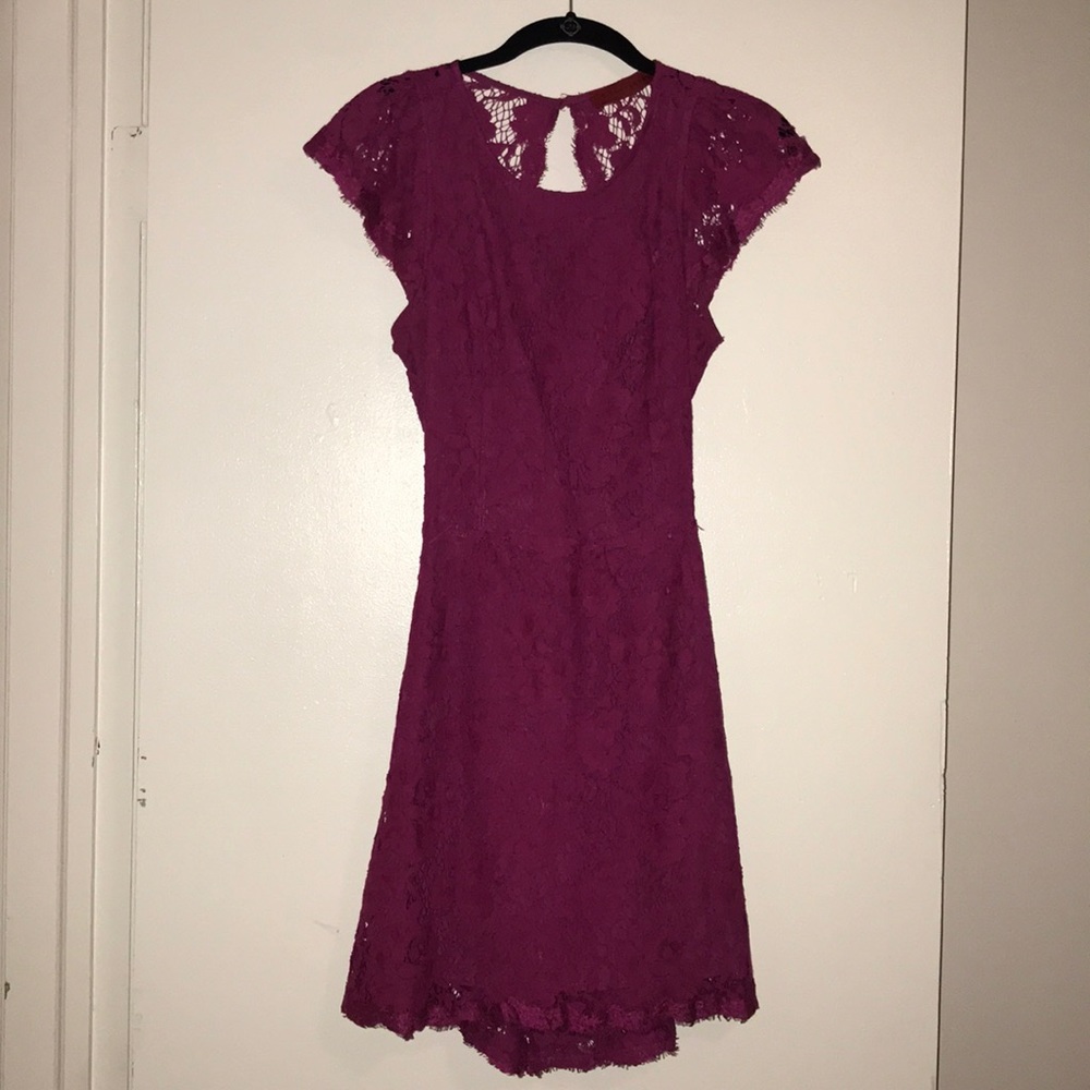 Open Back Magenta Lace Dress